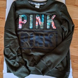 PINK VS xs crew cut olive green sweatshirt
